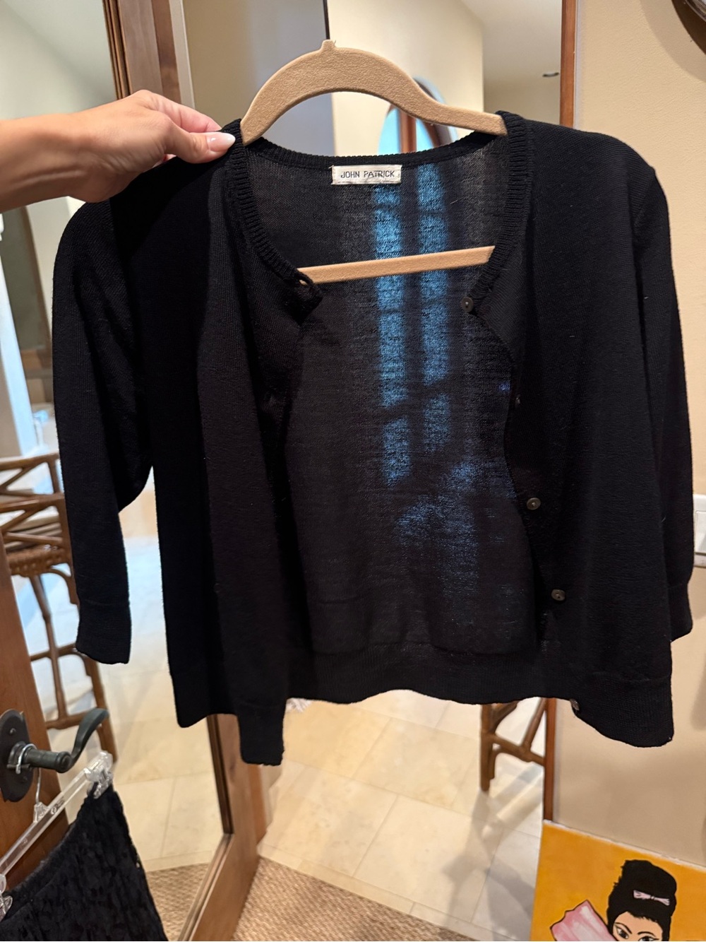 Black Lightweight Button-Front Cardigan